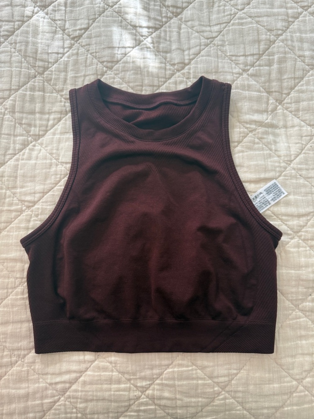 Alphalete Women's Ribbed Cropped Tank Top - Merlot S
